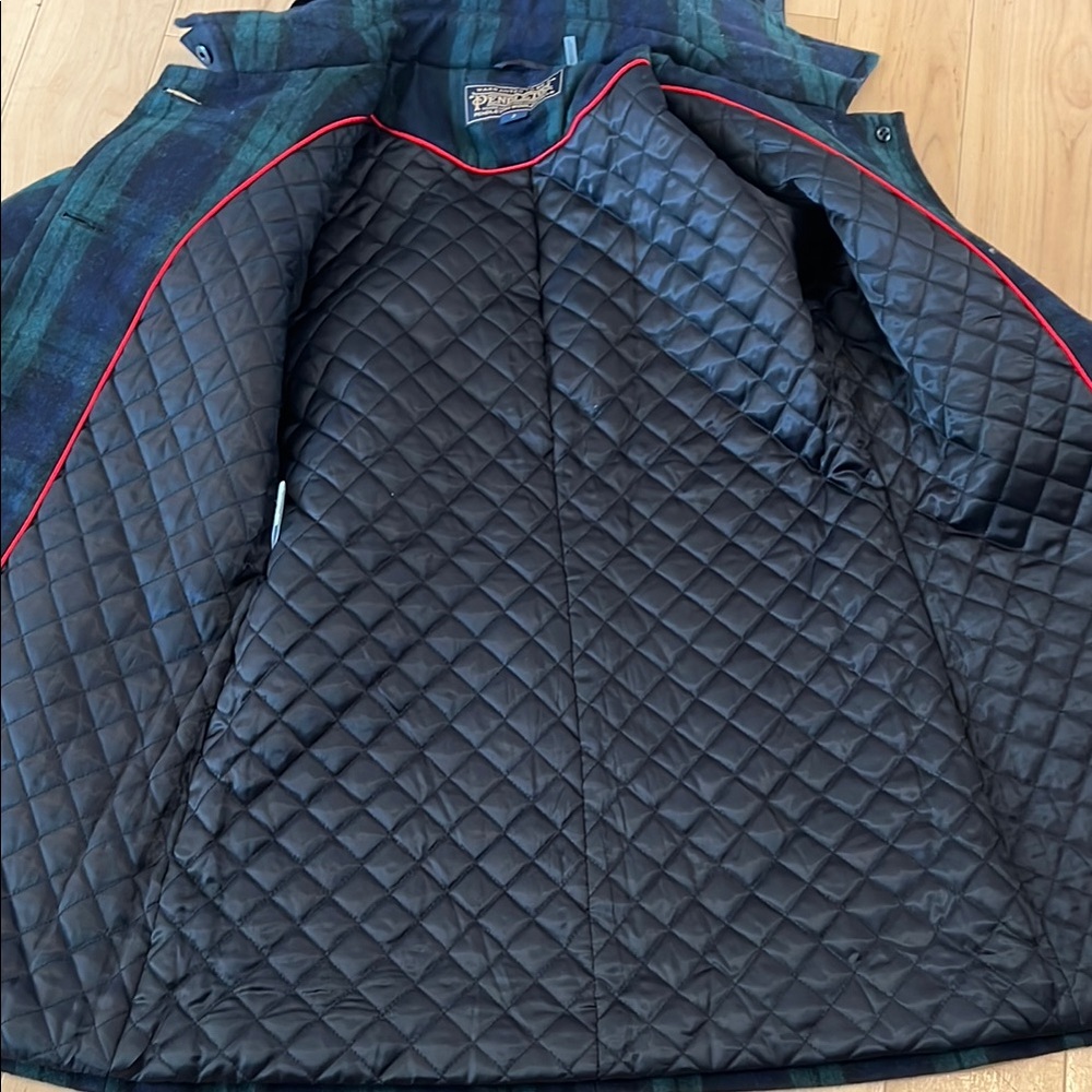 Pendleton Blue and Green Plaid Trench Coat size 2 - Picture 12 of 15